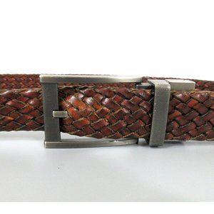 Beltox Fine Casual Leather Brown Braided Belt Sz 40 Metal Buckle 1 1/4” x 42.5"